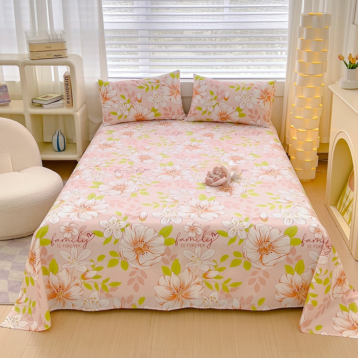 91家纺网 家纺一手货源 找家纺 金鑫汇家纺 2024新款全棉卡通印花单品床单 繁花之恋