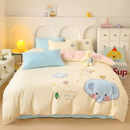 91家纺网 家纺一手货源 找家纺 （总）我心家纺 2024新款水洗棉贴布绣四件套宿舍学生三件套