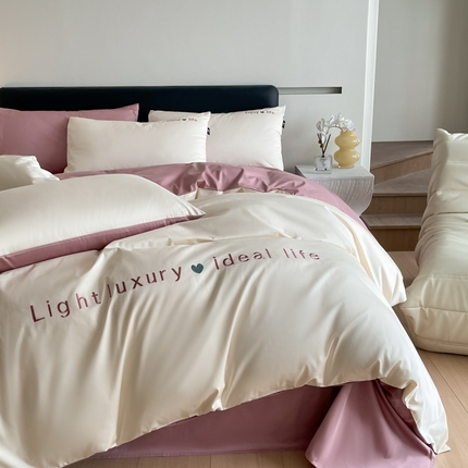 91家纺网 家纺一手货源 找家纺 （总）优棉坊全棉馆2024新款高支高密长绒棉全棉贡缎绣花四件套-慕歌系列（提供买家秀）