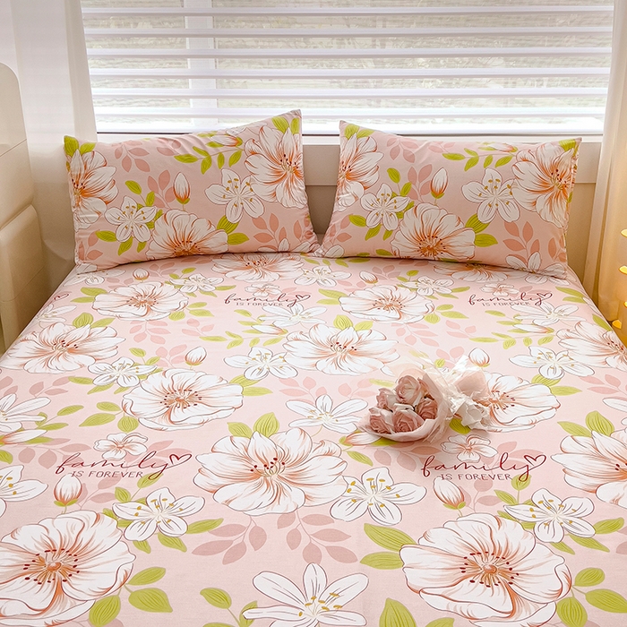 91家纺网 家纺一手货源 找家纺 金鑫汇家纺 2024新款全棉卡通印花单品床单 繁花之恋