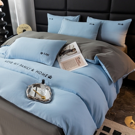 91家纺网 家纺一手货源 找家纺 （总）金牛枕芯 2024新款磨毛亲肤小清新刺绣四件套纯色直播电商