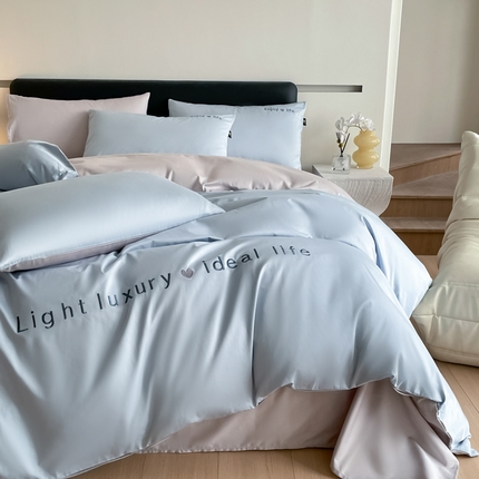 91家纺网 家纺一手货源 找家纺 （总）优棉坊全棉馆2024新款高支高密长绒棉全棉贡缎绣花四件套-慕歌系列（提供买家秀）