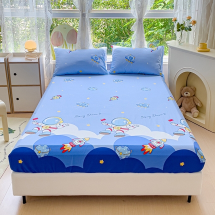 金鑫汇家纺 2024新款全棉卡通印花单品床笠系列 翱翔太空