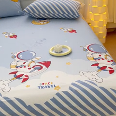 91家纺网 家纺一手货源 找家纺 金鑫汇家纺 2024新款全棉卡通印花单品床笠系列 冲上云霄