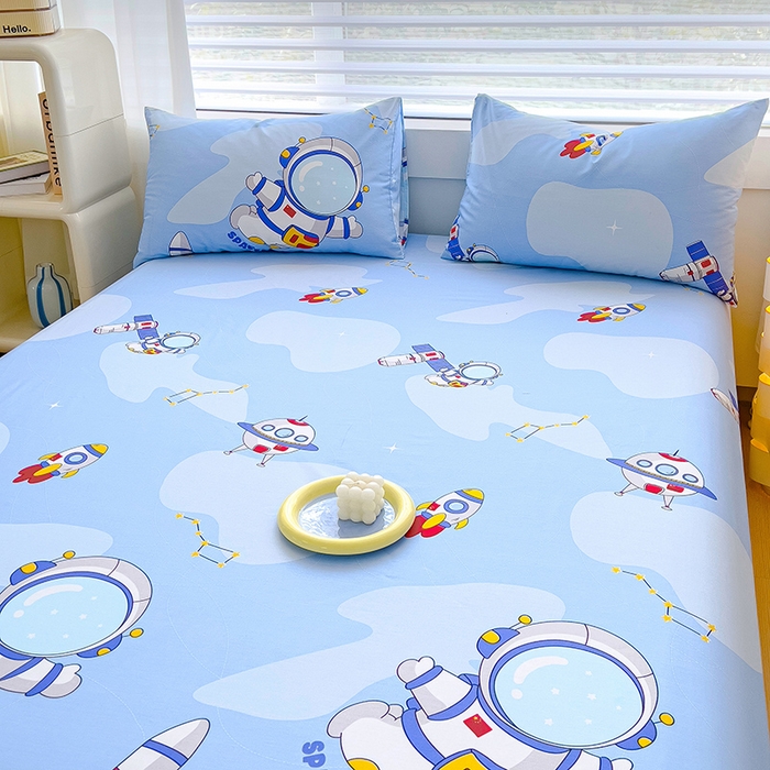 91家纺网 家纺一手货源 找家纺 金鑫汇家纺 2024新款全棉卡通印花单品床笠系列 星际穿越