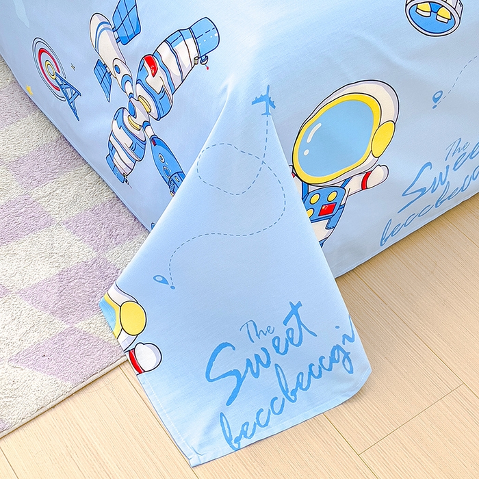 91家纺网 家纺一手货源 找家纺 金鑫汇家纺 2024新款全棉卡通印花单品床单 宇宙奥秘