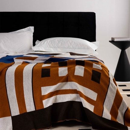 91家纺网 家纺一手货源 找家纺 暖绵绵家纺 2025新款羊毛混纺盖毯-皮格尔 皮格尔-蓝色