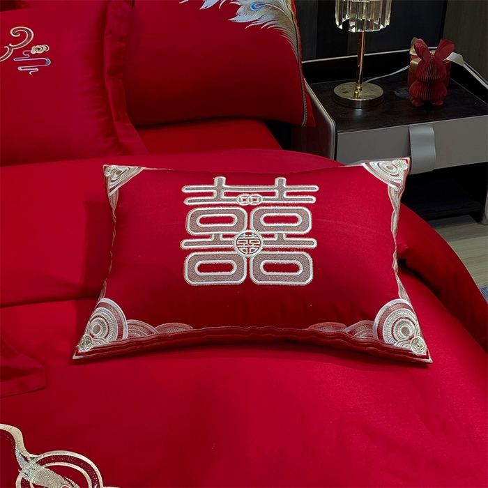 91家纺网 家纺一手货源 找家纺 用心 2024新款全棉高端婚庆绣花四件套 天赐良缘