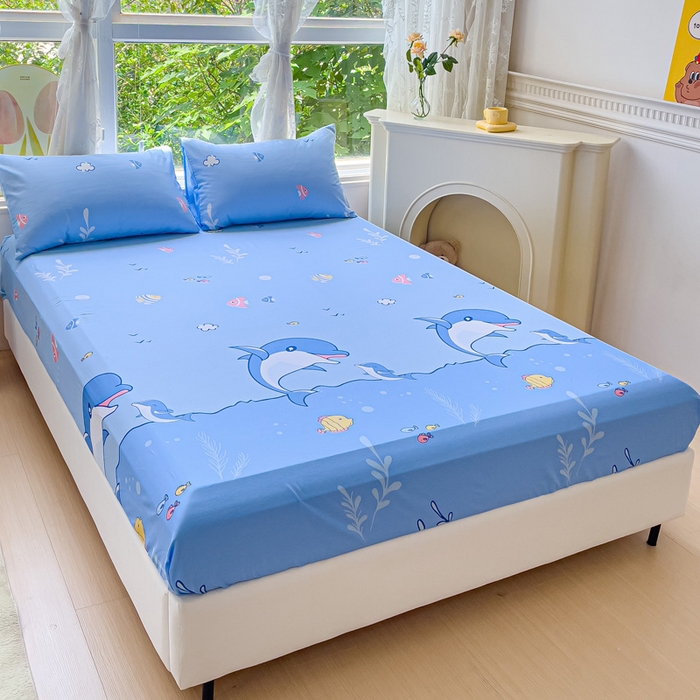 91家纺网 家纺一手货源 找家纺 金鑫汇家纺 2024新款全棉卡通印花单品床笠系列 海洋世界