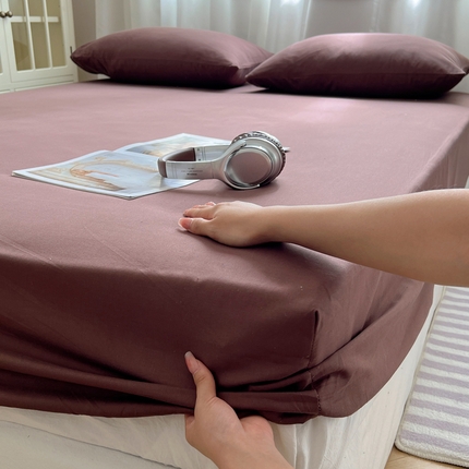 91家纺网 家纺一手货源 找家纺 2025新款全棉纯色单品系列-床笠 咖啡色