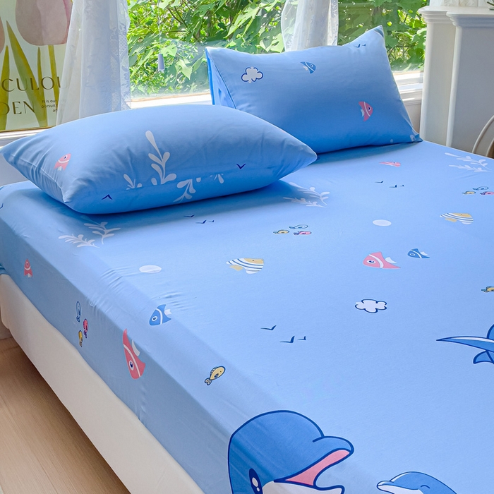 91家纺网 家纺一手货源 找家纺 金鑫汇家纺 2024新款全棉卡通印花单品床笠系列 海洋世界