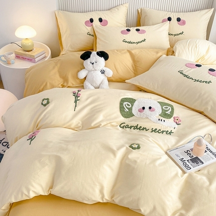 91家纺网 家纺一手货源 找家纺 （总）帅露 2025纯棉毛巾绣四件套 大版卡通毛巾绣