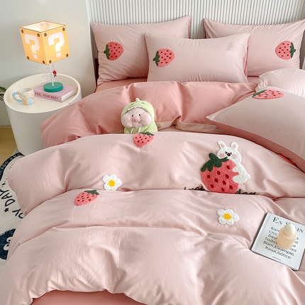 91家纺网 家纺一手货源 找家纺 （总）帅露 2025纯棉毛巾绣四件套 大版卡通毛巾绣