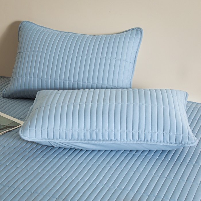 91家纺网 家纺一手货源 找家纺 雪云美 六面全包夹棉床笠拉链款A类原棉床垫套子床罩 格韵-天空蓝