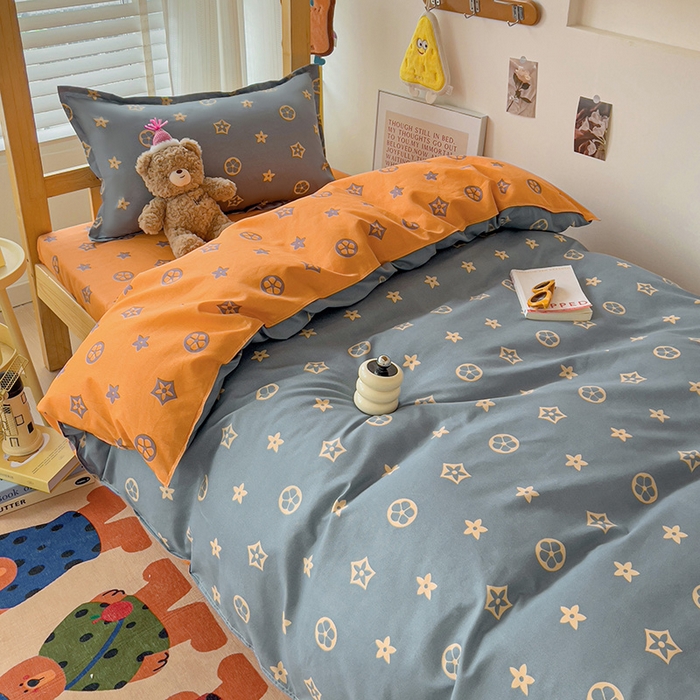 91家纺网 家纺一手货源 找家纺 楠沐家纺 2025新款亲肤芦荟棉印花学生宿舍上下铺四件套三件套 凯瑞拉