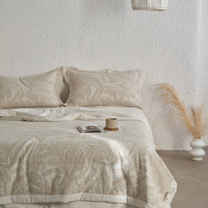 91家纺网 家纺一手货源 找家纺 2024新款亚麻大提花全新系列多功能夏被 楼岚包边款