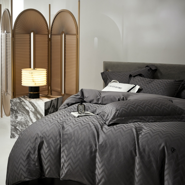 91家纺网 家纺一手货源 找家纺 安莱生活 2024新款60S天丝棉提花四件套-凯撒 凯撒-温妮莎黑