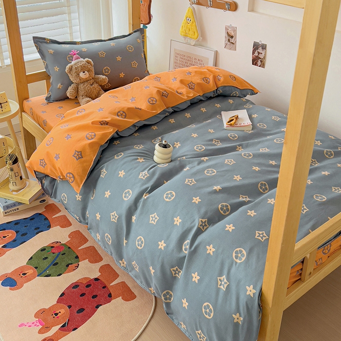 91家纺网 家纺一手货源 找家纺 楠沐家纺 2025新款亲肤芦荟棉印花学生宿舍上下铺四件套三件套 凯瑞拉