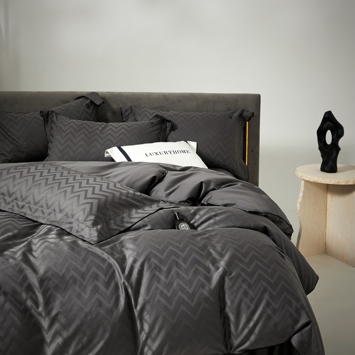 91家纺网 家纺一手货源 找家纺 安莱生活 2024新款60S天丝棉提花四件套-凯撒 凯撒-温妮莎黑