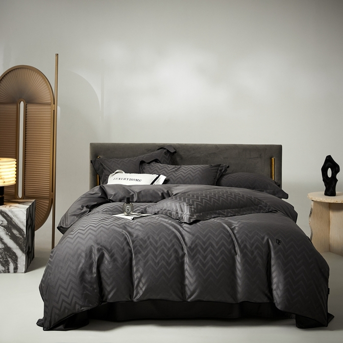 91家纺网 家纺一手货源 找家纺 安莱生活 2024新款60S天丝棉提花四件套-凯撒 凯撒-温妮莎黑