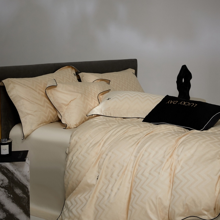 91家纺网 家纺一手货源 找家纺 安莱生活 2024新款60S天丝棉提花四件套-凯撒 凯撒-温妮莎黄