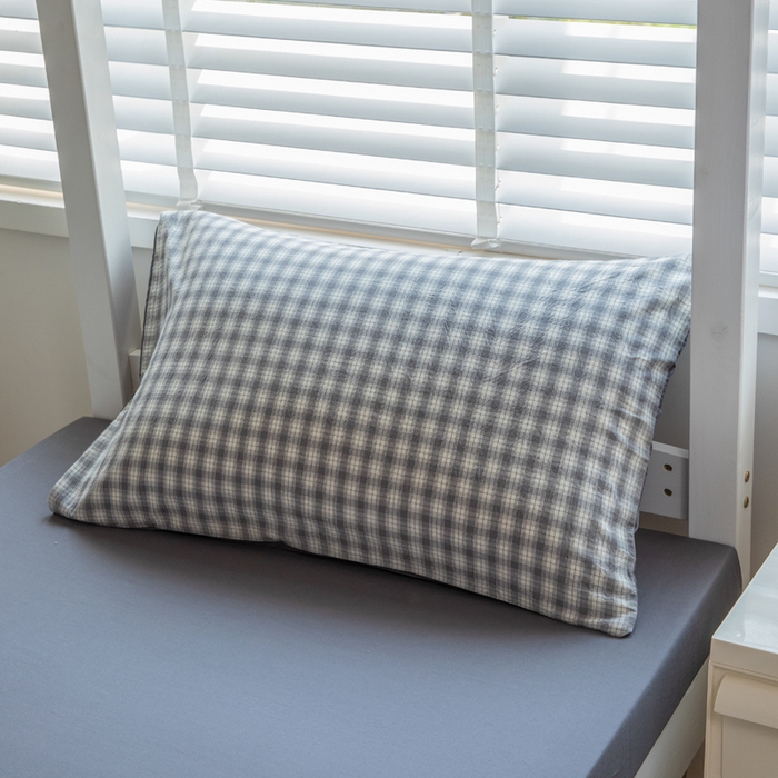 91家纺网 家纺一手货源 找家纺 柠萌家居 2025新款无印良品风色织水洗棉A类学生宿舍三件套 尚品灰