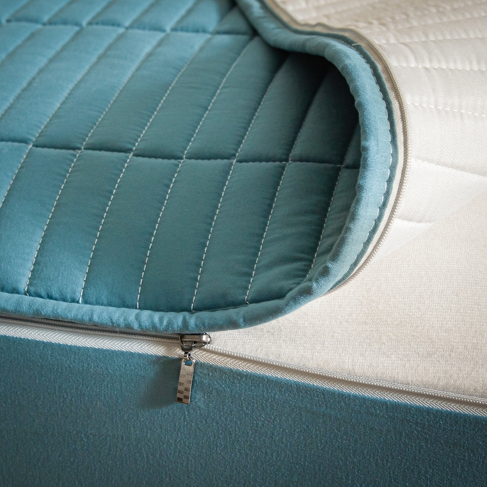 91家纺网 家纺一手货源 找家纺 （总）雪云美 2024新款六面全包夹棉床笠拉链款A类原棉床垫套子床罩-格韵