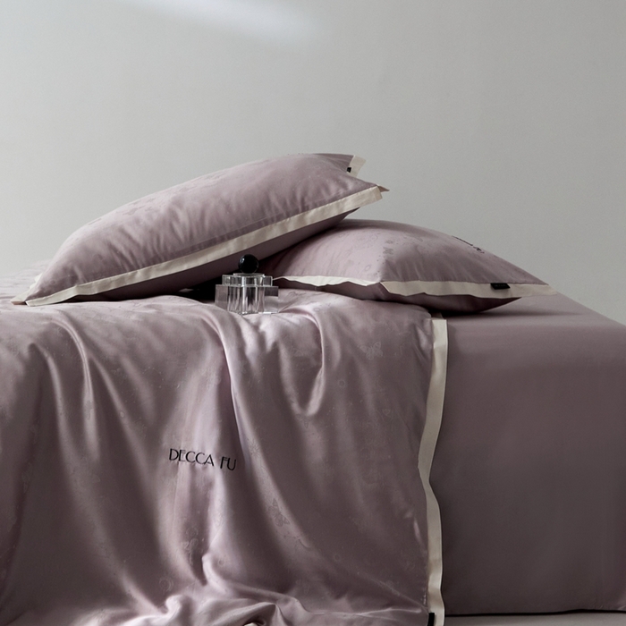 91家纺网 家纺一手货源 找家纺 安莱生活 2024新款60S天丝棉提花四件套-铂金摩卡 星辰-薄汗紫