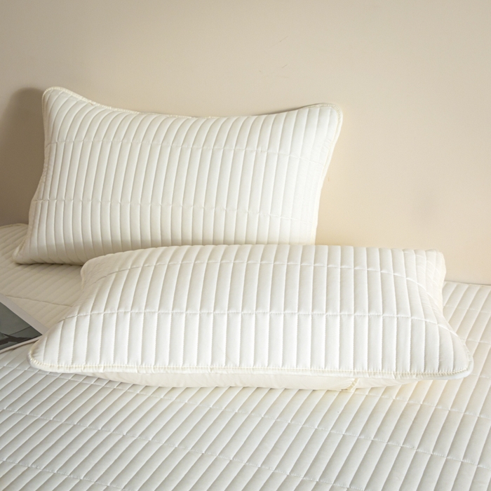 91家纺网 家纺一手货源 找家纺 雪云美 六面全包夹棉床笠拉链款A类原棉床垫套子床罩 格韵-珍珠白