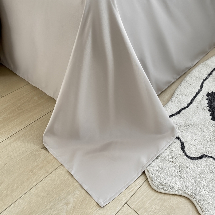 91家纺网 家纺一手货源 找家纺 乐沐家纺 2024新款夏季水洗冰丝四件套水洗真丝纯色双拼单被套-风格二 月光灰