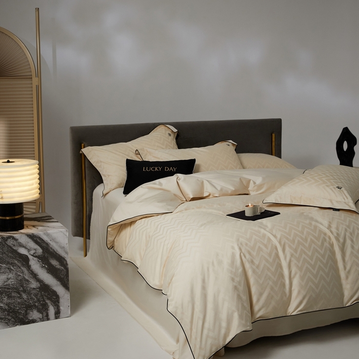 91家纺网 家纺一手货源 找家纺 安莱生活 2024新款60S天丝棉提花四件套-凯撒 凯撒-温妮莎黄