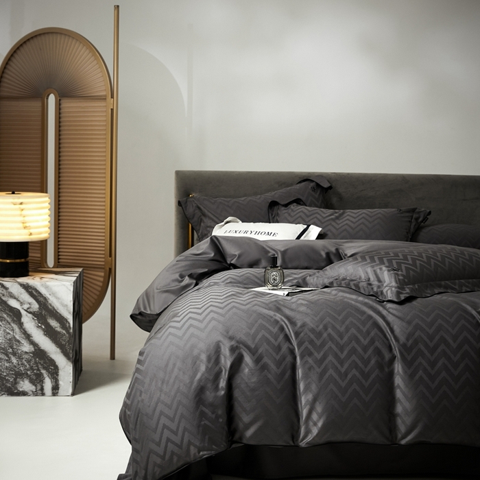 91家纺网 家纺一手货源 找家纺 安莱生活 2024新款60S天丝棉提花四件套-凯撒 凯撒-温妮莎黑