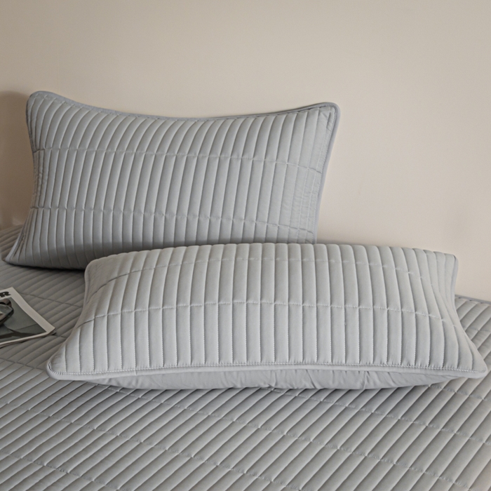 91家纺网 家纺一手货源 找家纺 雪云美 六面全包夹棉床笠拉链款A类原棉床垫套子床罩 格韵-月光灰