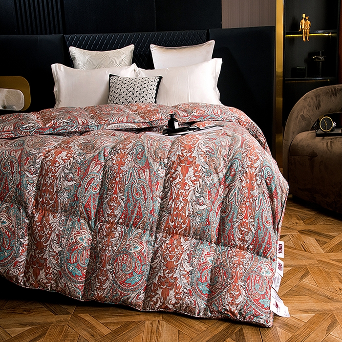 91家纺网 家纺一手货源 找家纺 太阳羽家纺 2025新款印花不跑绒静音被 爵士蓝调