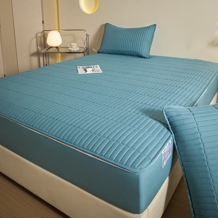 91家纺网 家纺一手货源 找家纺 （总）雪云美 2024新款六面全包夹棉床笠拉链款A类原棉床垫套子床罩-格韵