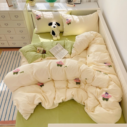 91家纺网 家纺一手货源 找家纺 （总）丽涵 2025新款全棉毛巾绣花小清新四件套学生三件套（含买家秀）