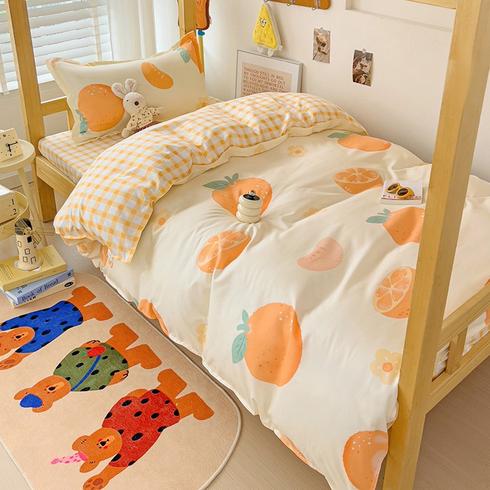 91家纺网 家纺一手货源 找家纺 （总）楠沐家纺 2026新款亲肤芦荟棉印花学生宿舍上下铺四件套三件套