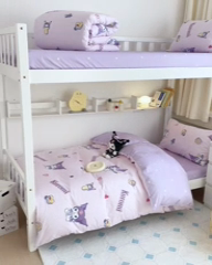 91家纺网 家纺一手货源 找家纺 曼之夏 2024新款全棉三丽鸥学生三件套 甜甜库洛米