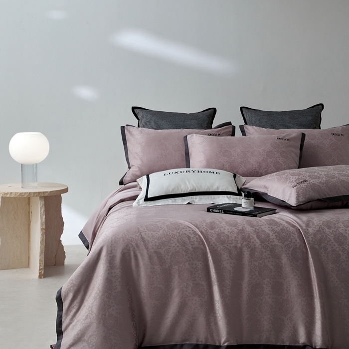 91家纺网 家纺一手货源 找家纺 （总）安莱生活 2024新款60S天丝棉提花四件套-铂金摩卡