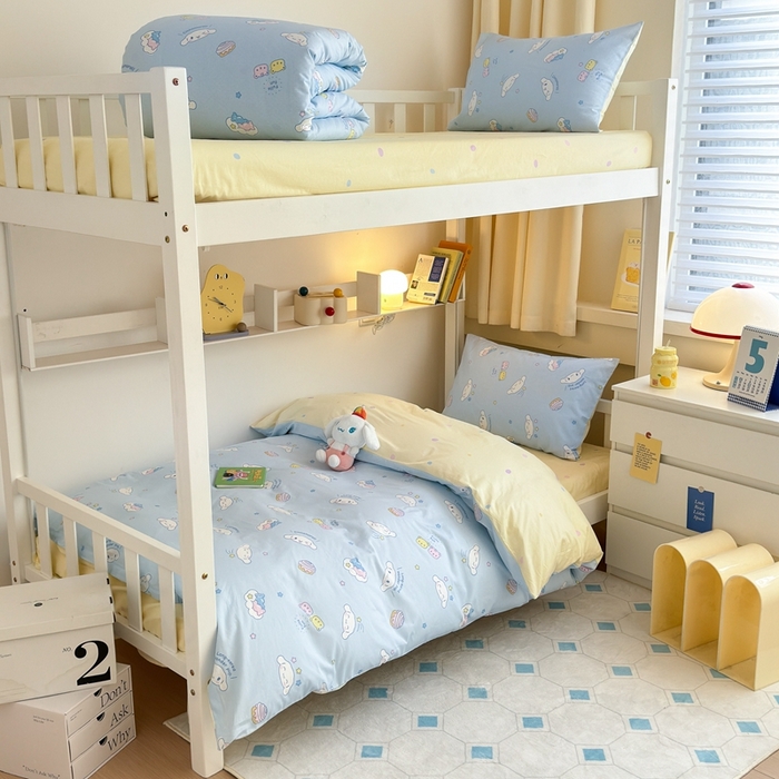 91家纺网 家纺一手货源 找家纺 曼之夏 2024新款全棉三丽鸥学生三件套 云朵大耳狗