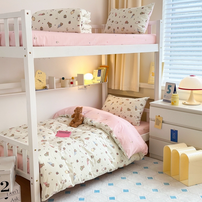 91家纺网 家纺一手货源 找家纺 曼之夏 2024新款全棉印花学生三件套 睡衣泰迪