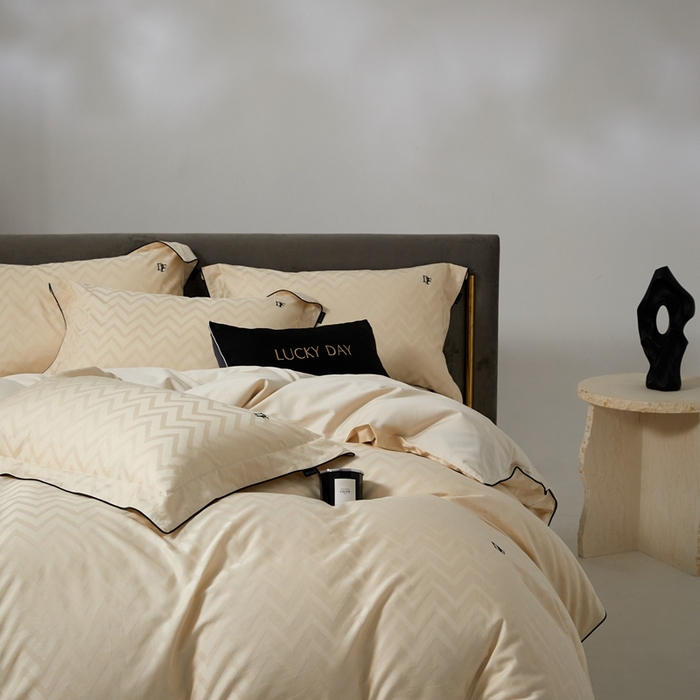 91家纺网 家纺一手货源 找家纺 安莱生活 2024新款60S天丝棉提花四件套-凯撒 凯撒-温妮莎黄