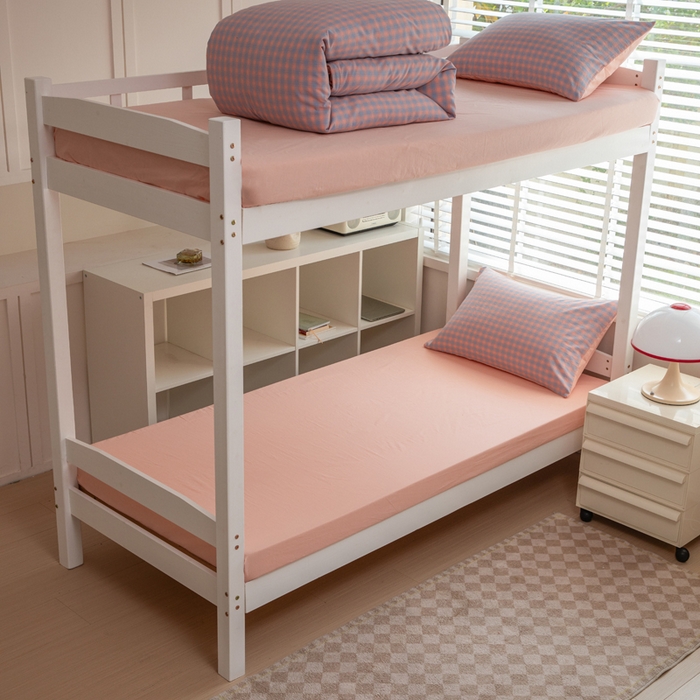 91家纺网 家纺一手货源 找家纺 柠萌家居 2025新款无印良品风色织水洗棉A类学生宿舍三件套 星辰蓝桔