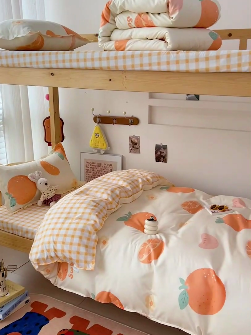 91家纺网 家纺一手货源 找家纺 （总）楠沐家纺 2026新款亲肤芦荟棉印花学生宿舍上下铺四件套三件套