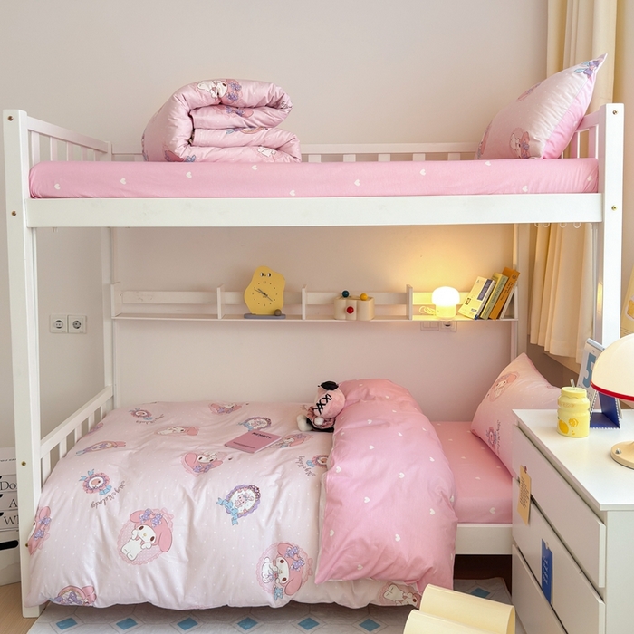 91家纺网 家纺一手货源 找家纺 曼之夏 2024新款全棉三丽鸥学生三件套 小兔美乐蒂