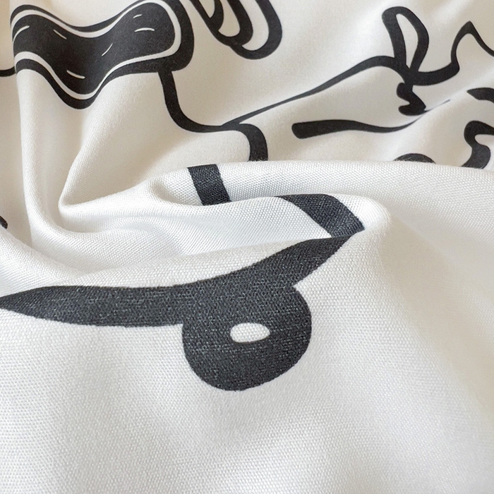 91家纺网 家纺一手货源 找家纺 楠沐家纺 2025新款亲肤芦荟棉印花学生宿舍上下铺四件套三件套 快乐史努比-白