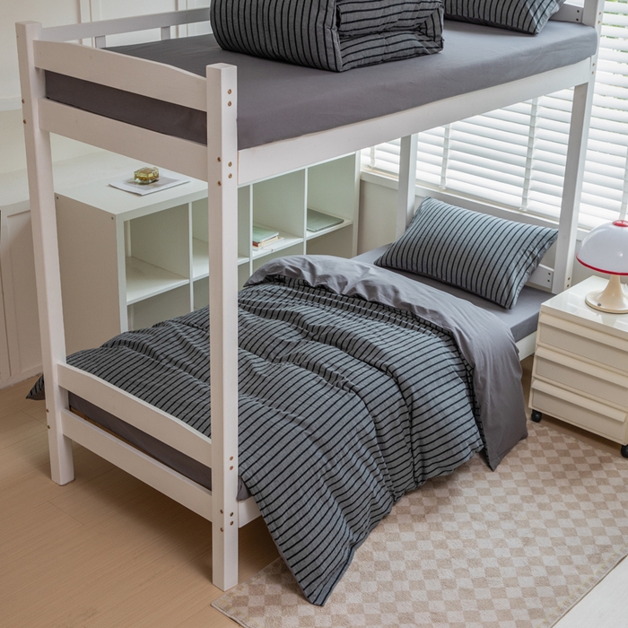 91家纺网 家纺一手货源 找家纺 柠萌家居 2025新款无印良品风色织水洗棉A类学生宿舍三件套 白日梦想家-黑