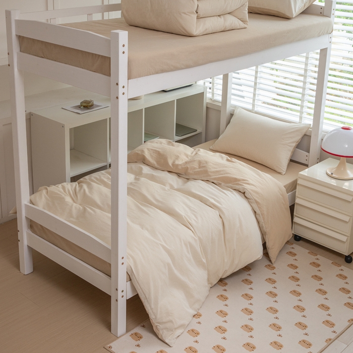 91家纺网 家纺一手货源 找家纺 柠萌家居 2025新款无印良品风色织水洗棉A类学生宿舍三件套 米密条