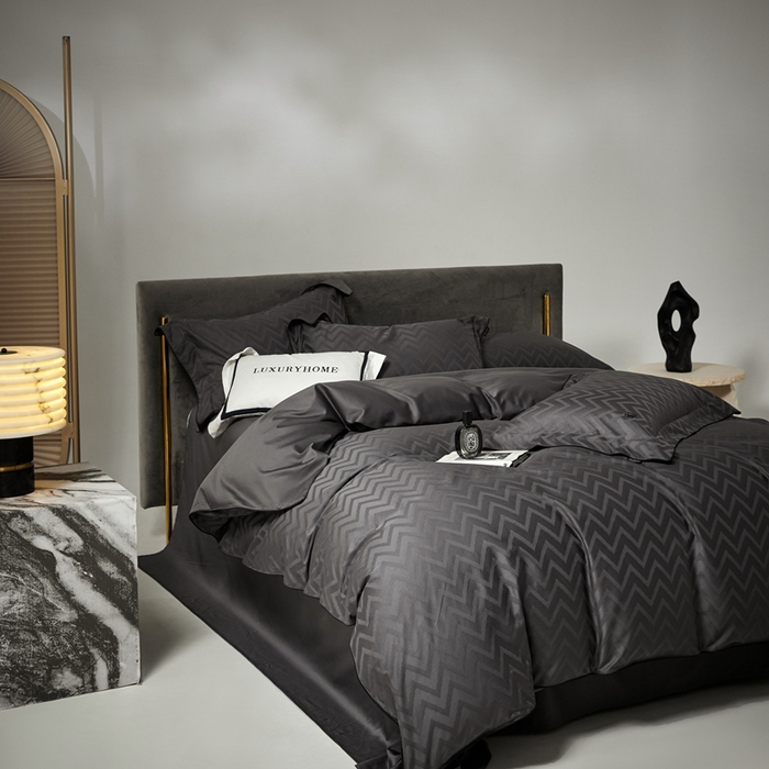 91家纺网 家纺一手货源 找家纺 安莱生活 2024新款60S天丝棉提花四件套-凯撒 凯撒-温妮莎黑