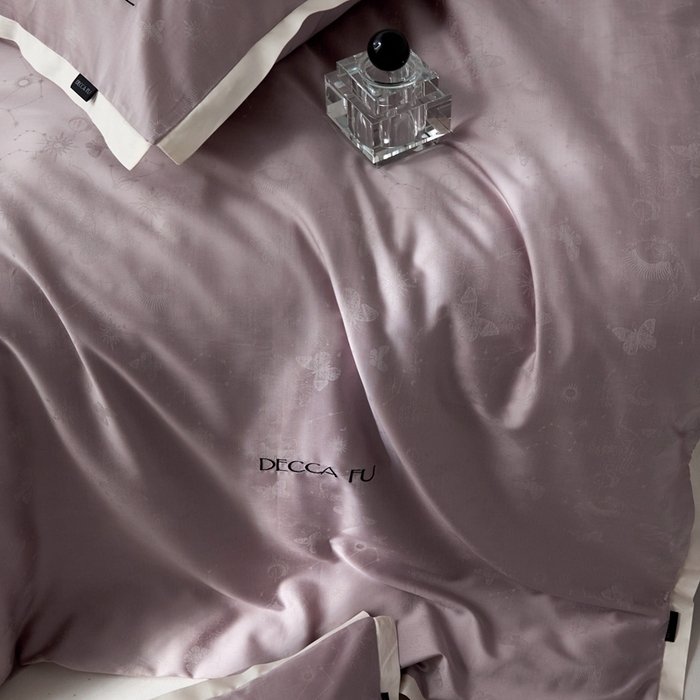 91家纺网 家纺一手货源 找家纺 安莱生活 2024新款60S天丝棉提花四件套-铂金摩卡 星辰-薄汗紫